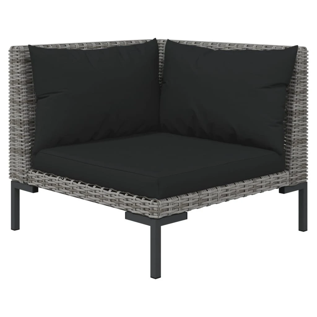 Set Muebles Jardín 6 Pzas Y Cojines Ratán Sintético Gris Oscuro VidaXL - Imagen 5