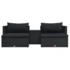 Set Muebles De Jardín 5 Piezas Y Cojines Ratán Sintético Negro VidaXL