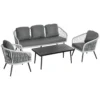 Outsunny Conjunto De Muebles De Ratán Y Aluminio Juego De Muebles De Jardín 4 Piezas Mesa De Café Sofá De 3 Plazas Y 2 Sillones Con Cojines Para Terraza Exterior Gris