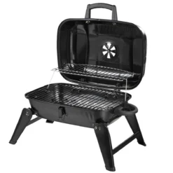 Outsunny Barbacoa De Carbón Portátil Al Aire Libre Parilla De Carbón Plegable Barbacoa De BBQ Vegetal Tamaño Compacto Facil Llevar Para Exterior Acampada 59x43x39cm