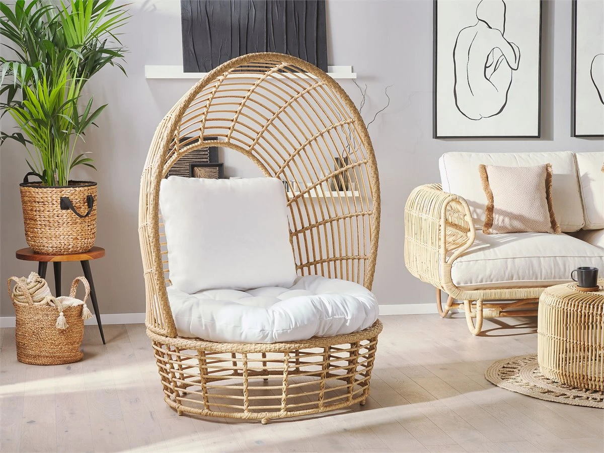 Silla De Ratán Beige/natural/blanco LIDO - Imagen 4