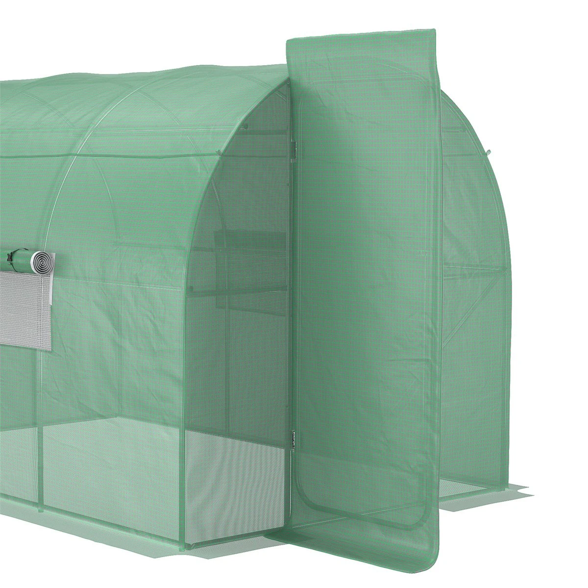 Outsunny Invernadero De Túnel 3x2x2 M Con Puerta Y Ventanas Función De Drenaje Invernadero De Jardín Grande Con Cubierta De PE Y Metal Galvanizado Para Cultivos Plantas Verduras Verde - Imagen 8