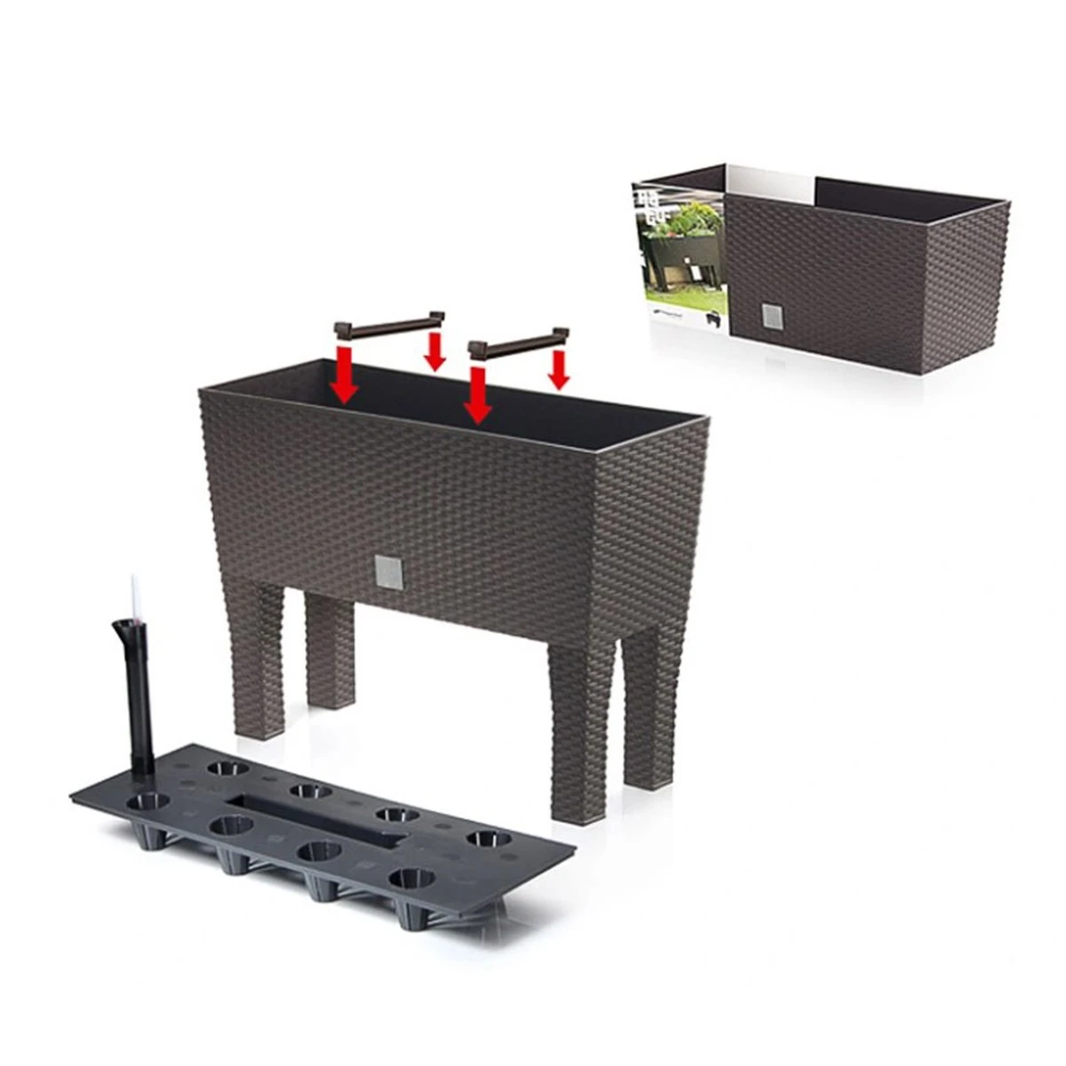 Jardinera C/patasmod. Rato Jh 600. C/autorriego 60x25x46cm. Chocolate - Imagen 5