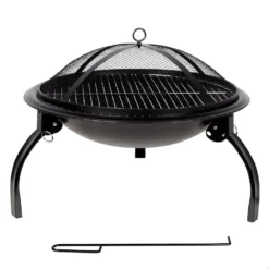 Brasero Exterior Portátil Ø55 Cm C/parrilla Y Rejilla Antichispas Aktive