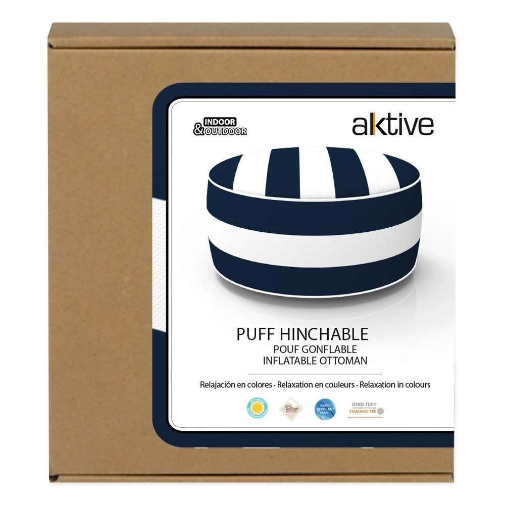 Puff Hinchable Ottoman Resistente Al Agua Colonial Azul Aktive - Imagen 6