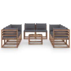 Juego De Salón De Jardín De 9 Pzas Con Cojines Gris Antracita VidaXL