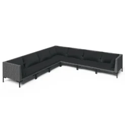 Set Muebles Jardín 7 Pzas Y Cojines Ratán Sintético Gris Oscuro VidaXL