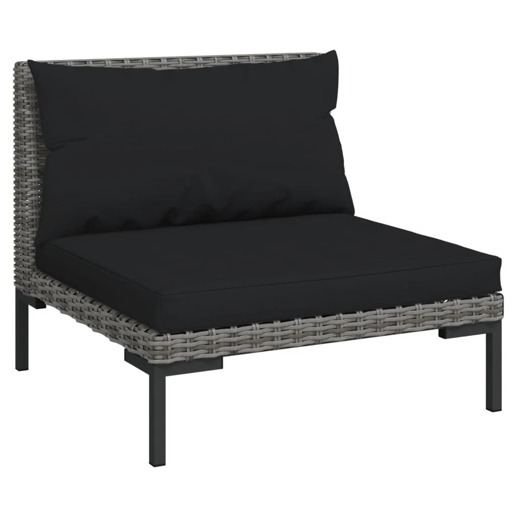 Set Muebles Jardín 6 Pzas Y Cojines Ratán Sintético Gris Oscuro VidaXL - Imagen 2