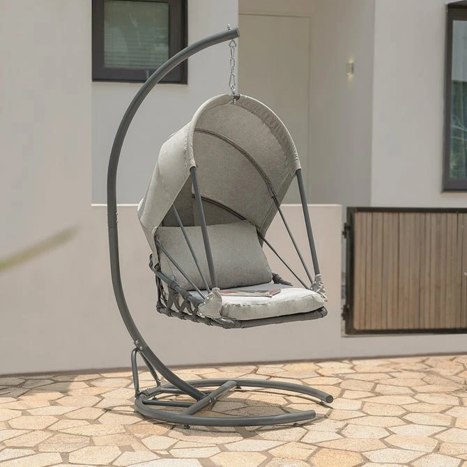 Silla Colgante Con Soporte Para Exteriores Columpio Colgante Con Marco De Acero 95 X 95 X 187cm OGS57-HG SoBuy - Imagen 3