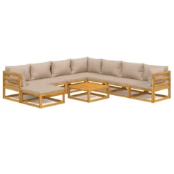 Set Muebles De Jardín 9 Pzasy Cojines VidaXL