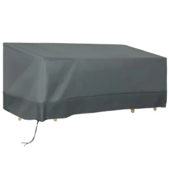 Outsunny Funda Protectora Para Muebles De Jardín Tela Oxford 600D Impermeable Cubierta De Muebles De Mesas Sillas Sofás Exterior Con Cordón Y Hebilla 190,5x72x76 Cm Gris