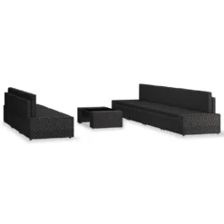 Juego De Muebles De Jardín 8 Piezas Ratán Sintético Negro VidaXL