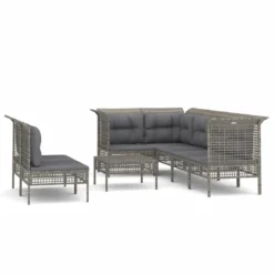 Set De Muebles De Jardín 8 Pzas Y Cojines Ratán Sintético Gris VidaXL