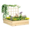 Outsunny Jardinera De Madera Con Enrejado Arriate De Jardín Con Celosía Jardinera De Caja Para Trepadoras Cultivos Verduras Flores 110x116x120 Cm Natural