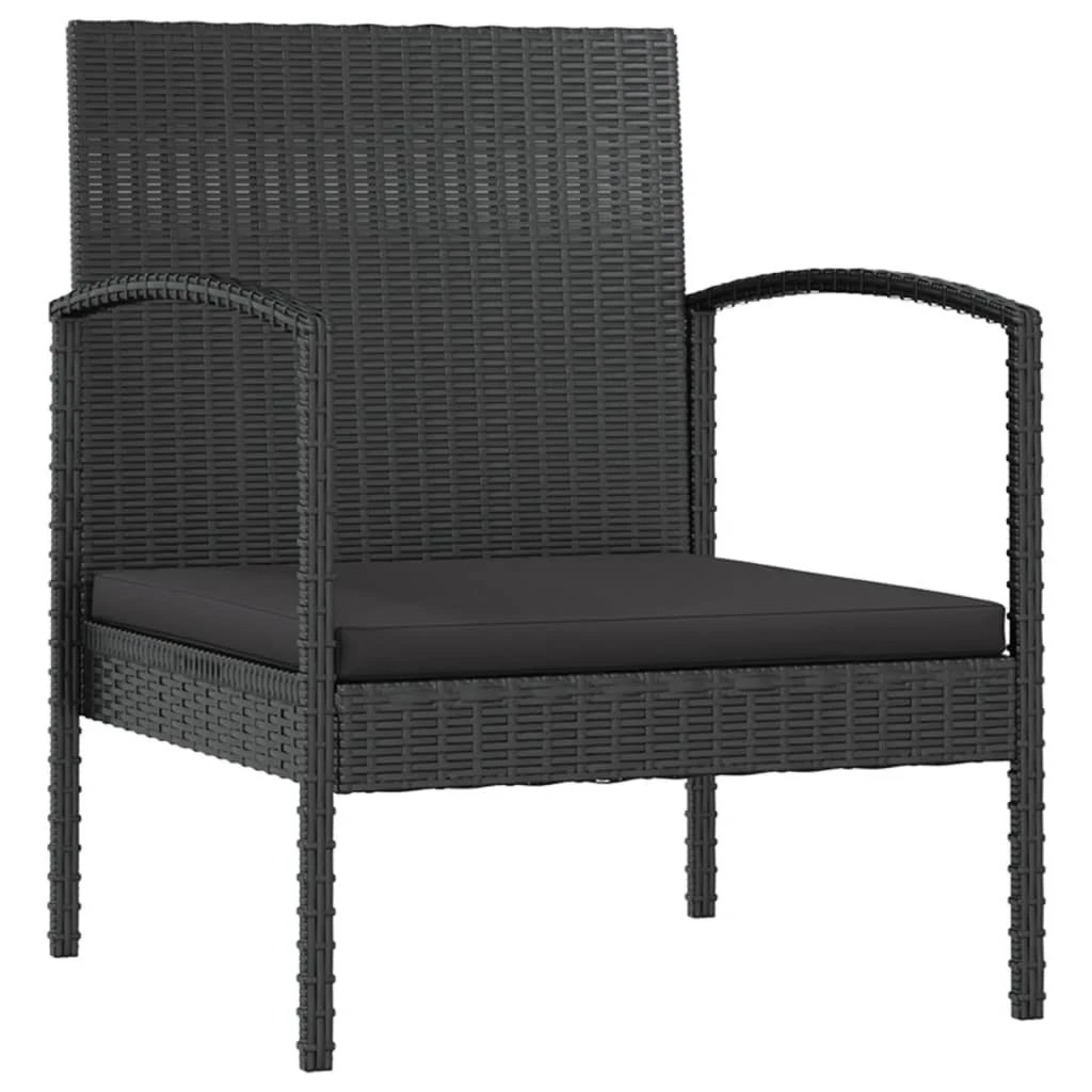 Set Muebles De Jardín 16 Piezas Y Cojines Ratán Sintético Negro VidaXL - Imagen 6
