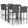 Set Muebles Bar Jardín 5 Pzas Ratán Sintético Reposabrazos Gris VidaXL