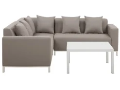 Conjunto De Muebles De Jardín Modular Gris/beige Izquierdo BELIZE