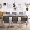 Conjunto De Jardín Mesa Con Tablero De Piedra Natural Gris Pulido 220 Cm, 8 Sillas Grises GROSSETO