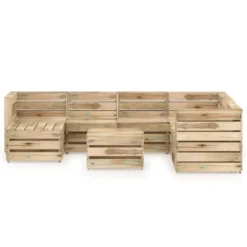 Set De Muebles De Jardín 8 Pzas Madera De Pino Impregnada Verde VidaXL