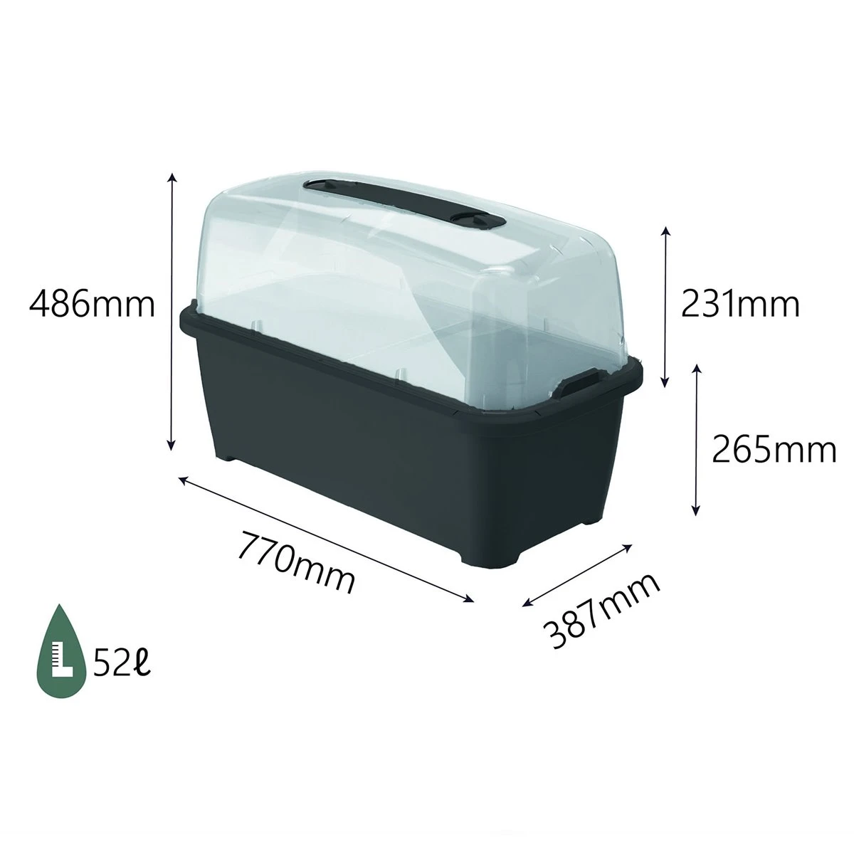 Prosperplast Huerto Urbano Con Invernadero De 52 Litros En Polipropileno 77 X 38 X 82 Cm Color Antracita - Imagen 3