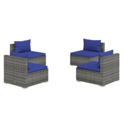 Set De Muebles De Jardín 4 Pzas Y Cojines Ratán Sintético Gris VidaXL