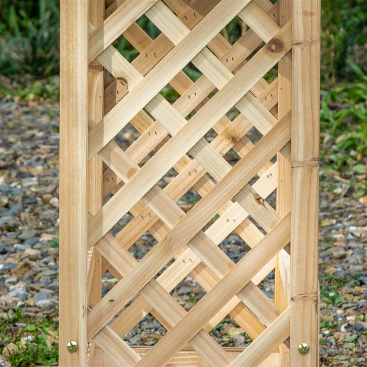 Outsunny Huerto Urbano Elevado De Madera 90x30x90 Cm Mesa De Cultivo De Jardín Con Estante Inferior Seto Decorativo Y 4 Orificios De Drenaje Para Plantas Macetas Flores Natural - Imagen 10