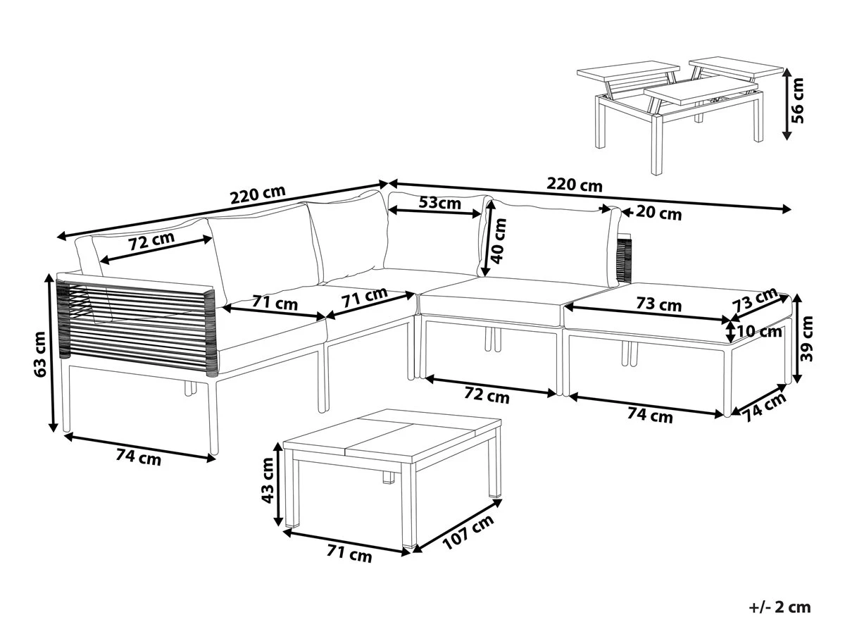 Conjunto De Jardín 6 Plazas Gris FORANO - Imagen 3