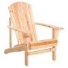 Outsunny Silla Adirondack De Madera Silla De Jardín Con Reposabrazos Y Respaldo Alto Para Terraza Balcón Exterior 72,5x97x93 Cm Natural