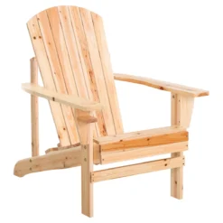 Outsunny Silla Adirondack De Madera Silla De Jardín Con Reposabrazos Y Respaldo Alto Para Terraza Balcón Exterior 72,5x97x93 Cm Natural