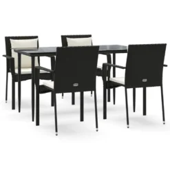 Set De Muebles Jardín 5 Pzas Con Cojines Ratán Sintético Negro VidaXL