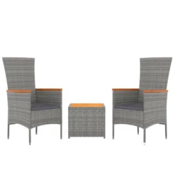 Juego Muebles Jardín 3 Pzas Madera Acacia Ratán Sintético Gris VidaXL