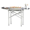 Outsunny Barbacoa De Carbón Portátil De Acero Inoxidable Con 2 Estantes Laterales Bandeja Y Parillas Al Aire Libre Para BBQ Camping Senderismo Picnics 104x30x68 Cm Plata