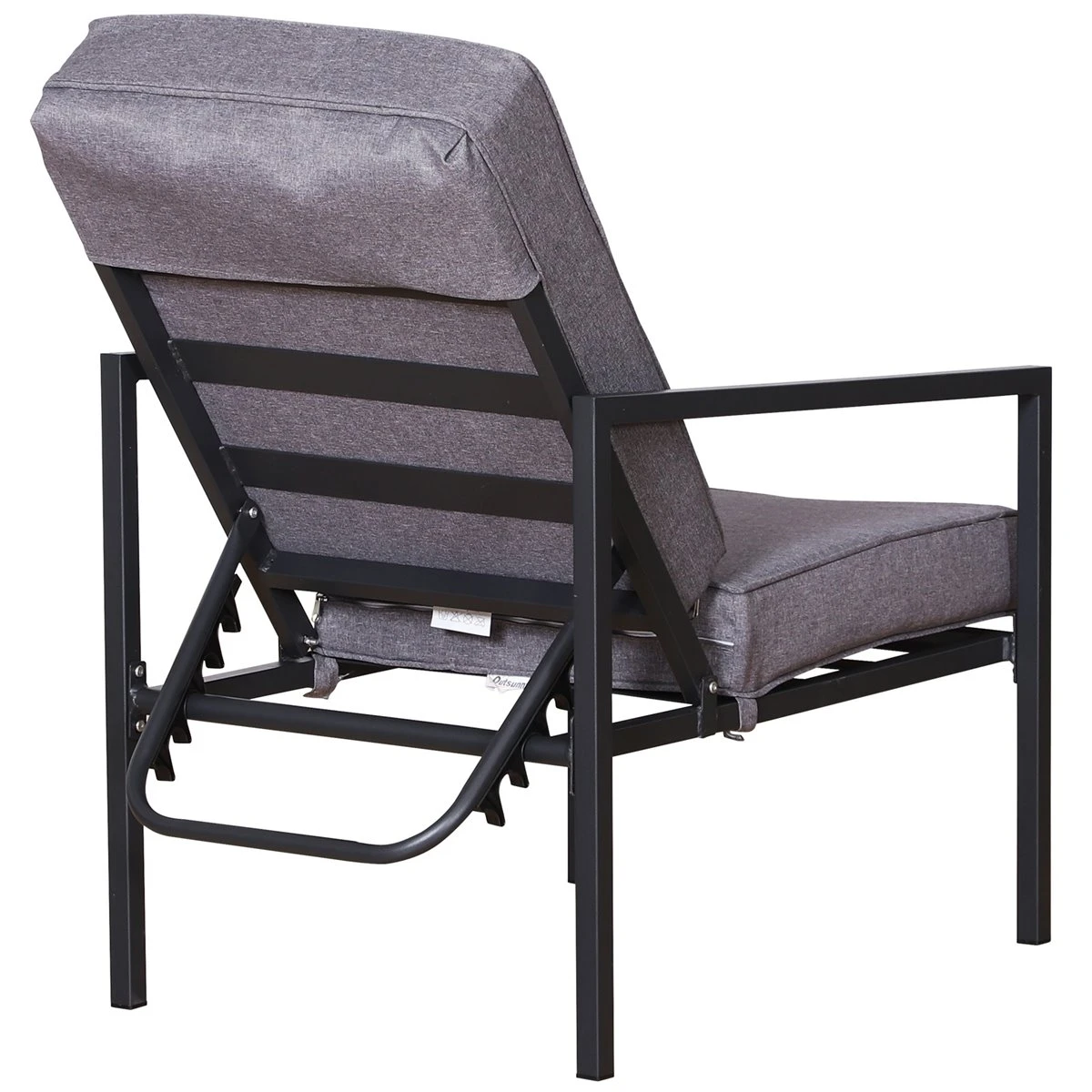 Outsunny Conjunto Mueble Exterior Apto Jardin Incluye 2 Sillas 2 Taburetes 1 Mesa Para Café Con Cojín Suave 5 Niveles En Respaldo Reclinable Gris Y Negro 50x50x82/77/70/60/50cm - Imagen 4
