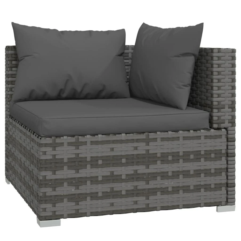 Set De Muebles De Jardín 9 Pzas Y Cojines Ratán Sintético Gris VidaXL - Imagen 2