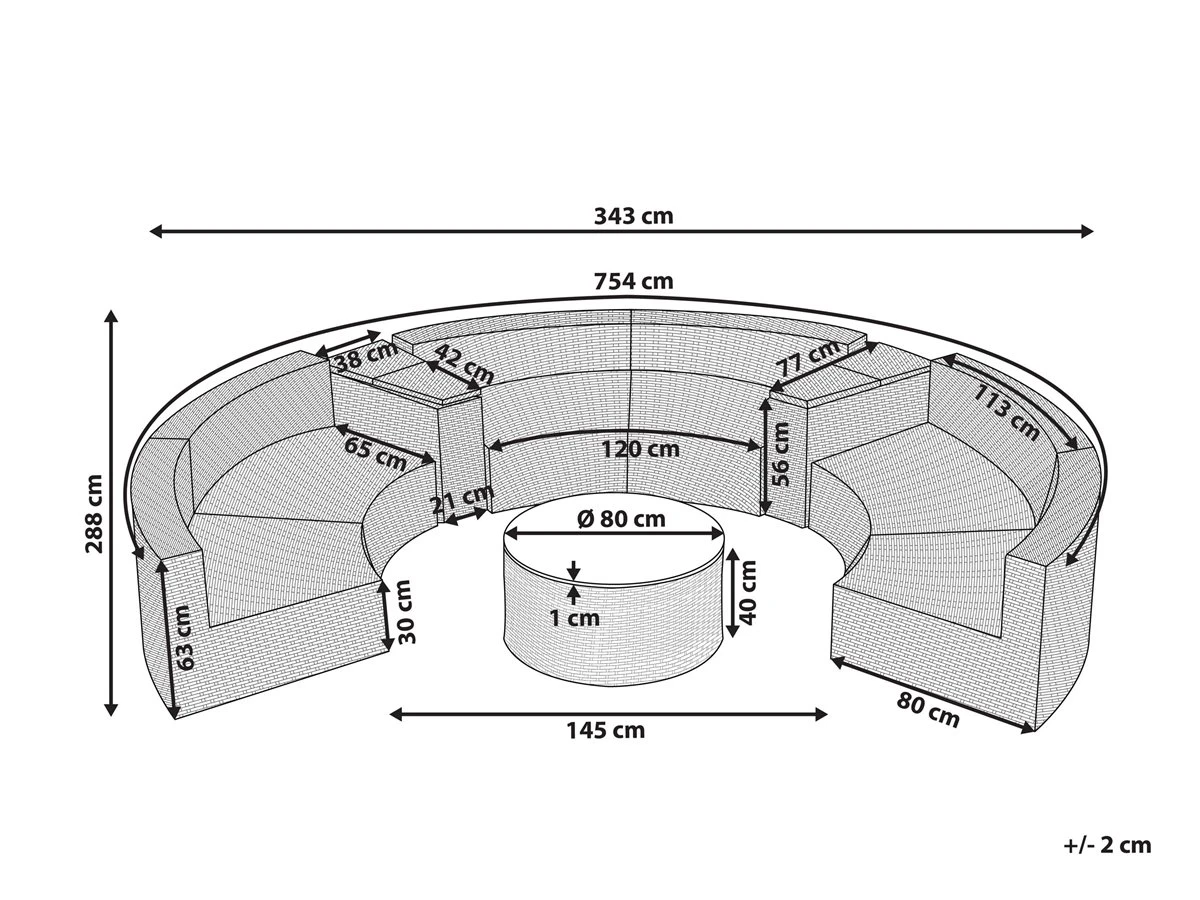 Conjunto De Jardín Con Sofá De Ratán Y Mesa De Café En Marrón Claro SEVERO - Imagen 3