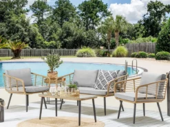 Conjunto De Jardín 4 Plazas Color Natural CORINTH II