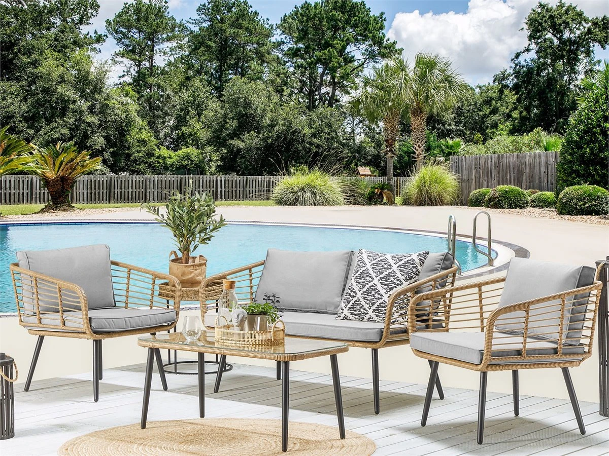 Conjunto De Jardín 4 Plazas Color Natural CORINTH II