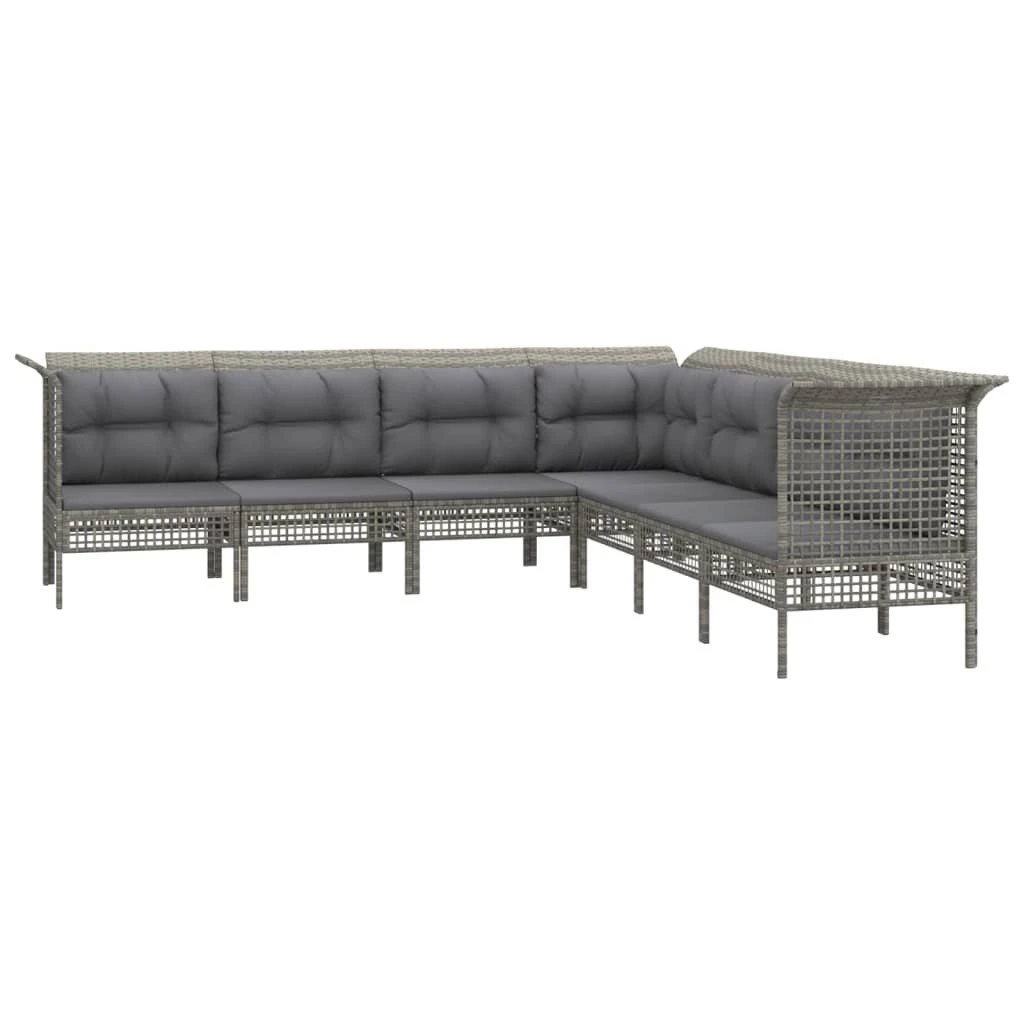 Set De Muebles De Jardín 7 Pzas Y Cojines Ratán Sintético Gris VidaXL - Imagen 2