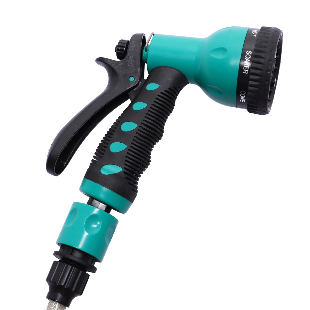 DURHAND Carrete Para Manguera Retráctil 10m Con Cabezal Multifuncional Sistema De Enrollado Automático Con Bloqueo Conector De 1m Para Jardín Césped 29,5x16,5x33 Cm Negro Y Verde - Imagen 8