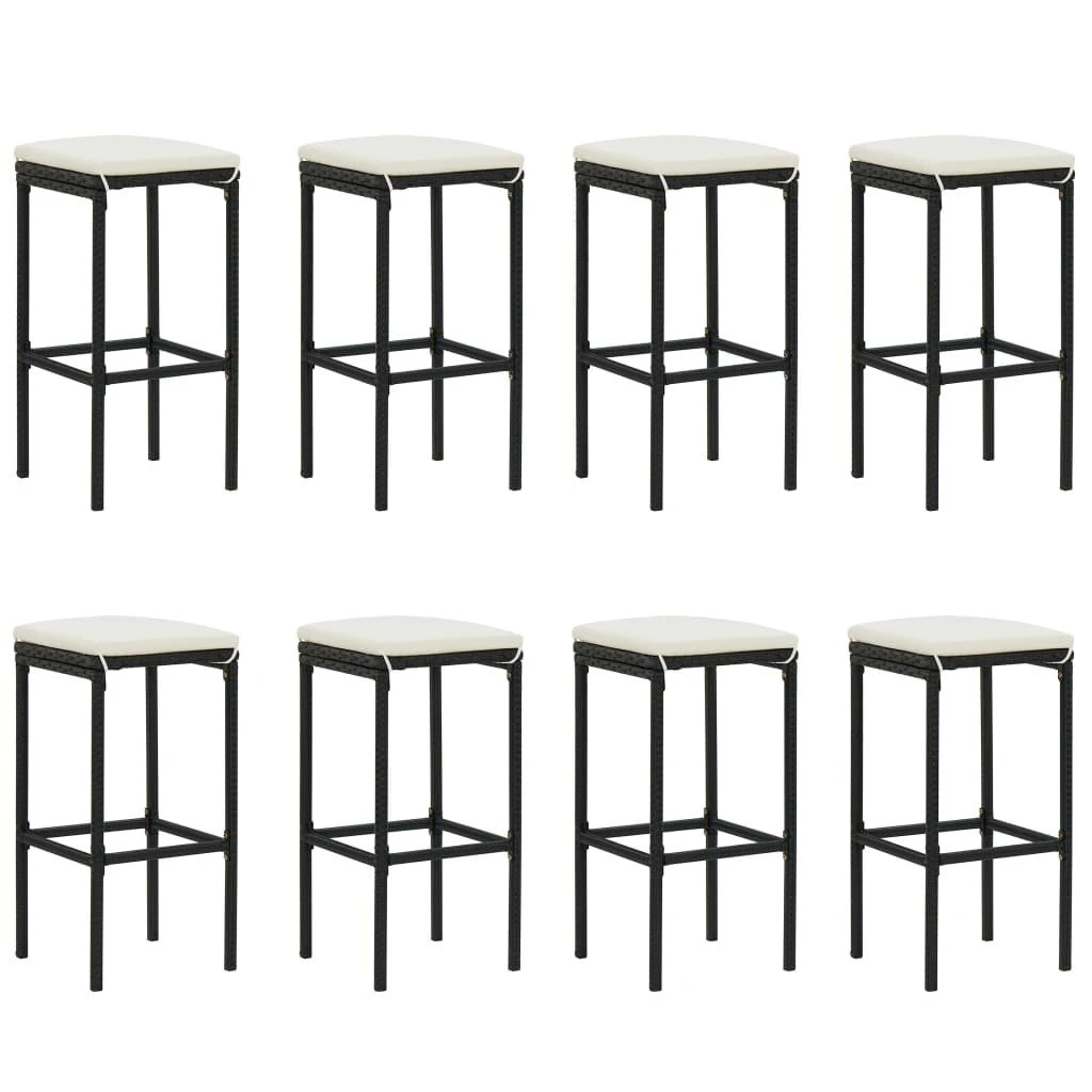 Conjunto De Bar Para Jardín 9 Piezas Con Cojines Ratán PE Negro VidaXL - Imagen 2