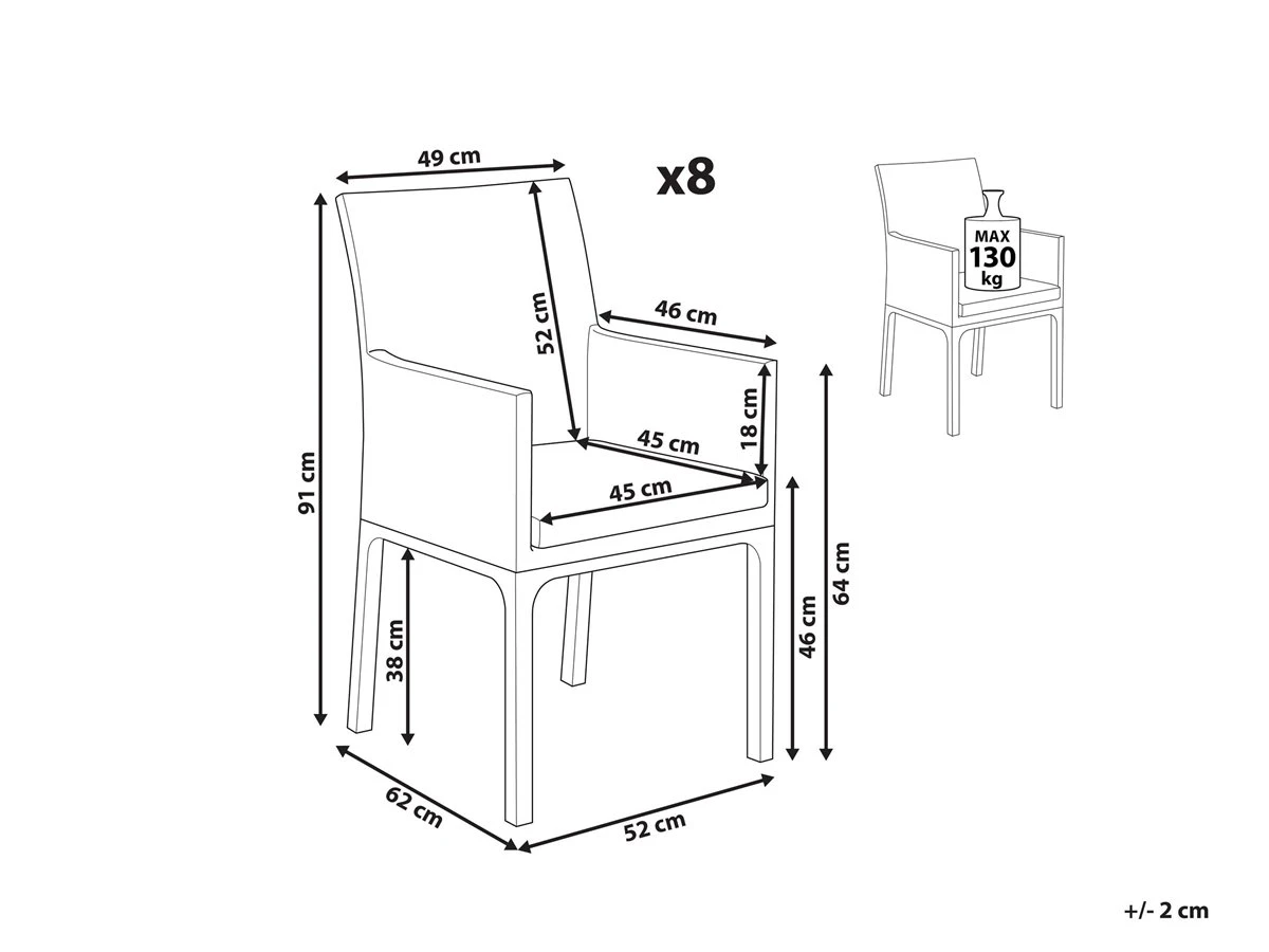 Conjunto De 8 Sillas De Poliéster Gris Oscuro/blanco BACOLI - Imagen 3