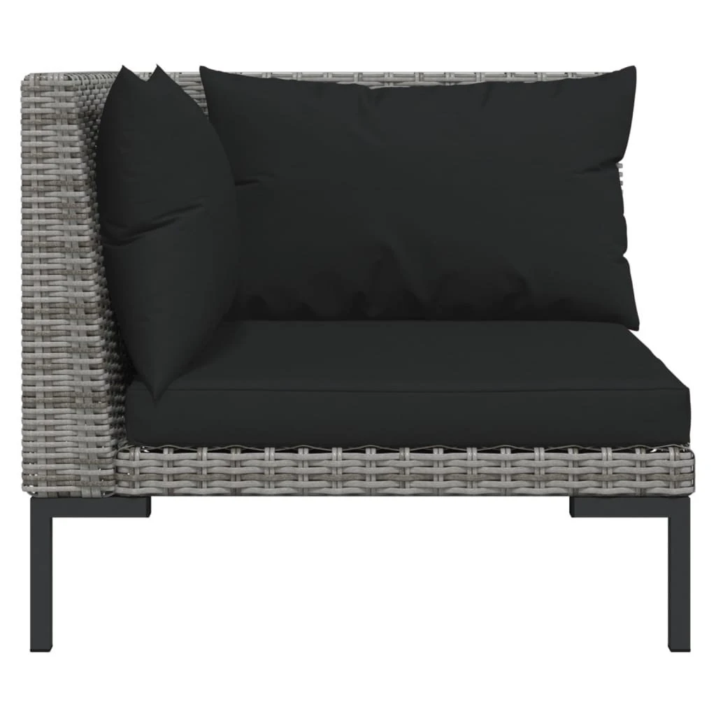 Set Muebles Jardín 9 Pzas Y Cojines Ratán Sintético Gris Oscuro VidaXL - Imagen 6