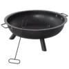 Outsunny Brasero Exterior 79x69x25,5 Cm Cuenco De Fuego Con Asas De Transporte Atizador 3 Pies Y Marco De Acero Para Hogueras Leñas Terraza Jardín Al Aire Libre Negro