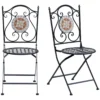 Outsunny Set De 2 Sillas Plegables De Jardín Bistro Silla Asiento Mosaico Para Terraza Balcón Acero Carga 120kg