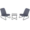 Outsunny Conjunto De Muebles De Jardín 3 Piezas Juego De 2 Sillas Y Mesa Con Encimera De Cristal Templado Efecto Mármol Terraza Piscina 53,5x80,5x76 Cm Gris