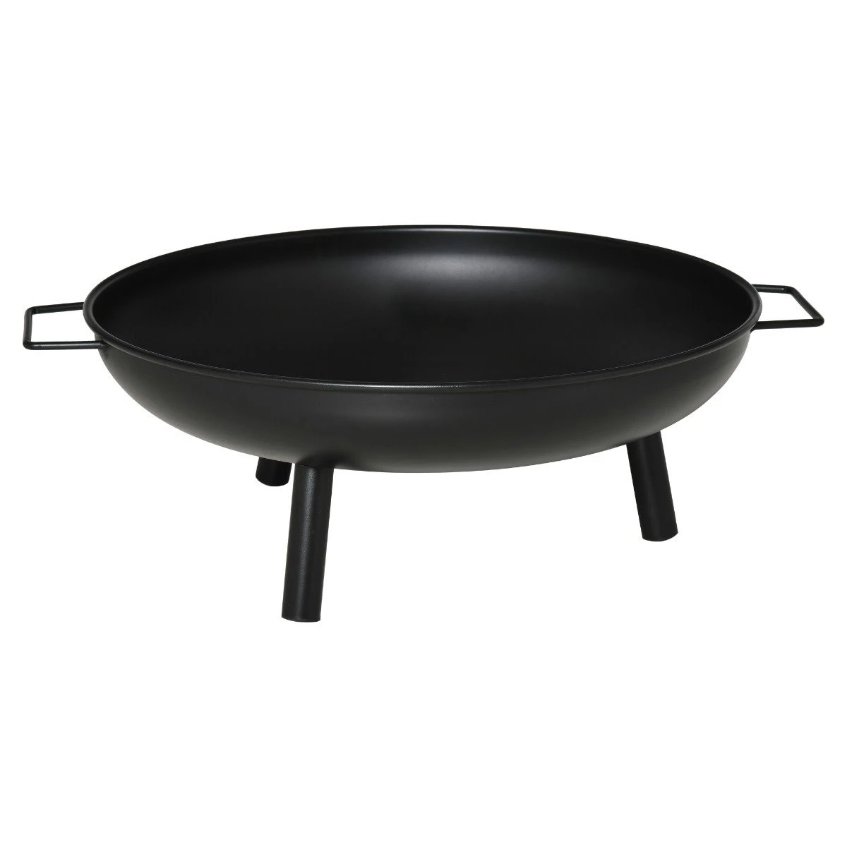 Outsunny Brasero Exterior Ø58x23 Cm Cuenco De Fuego Redondo Con Asas De Transporte 3 Pies Y Marco De Metal Para Hogueras Leñas Terraza Jardín Al Aire Libre Negro