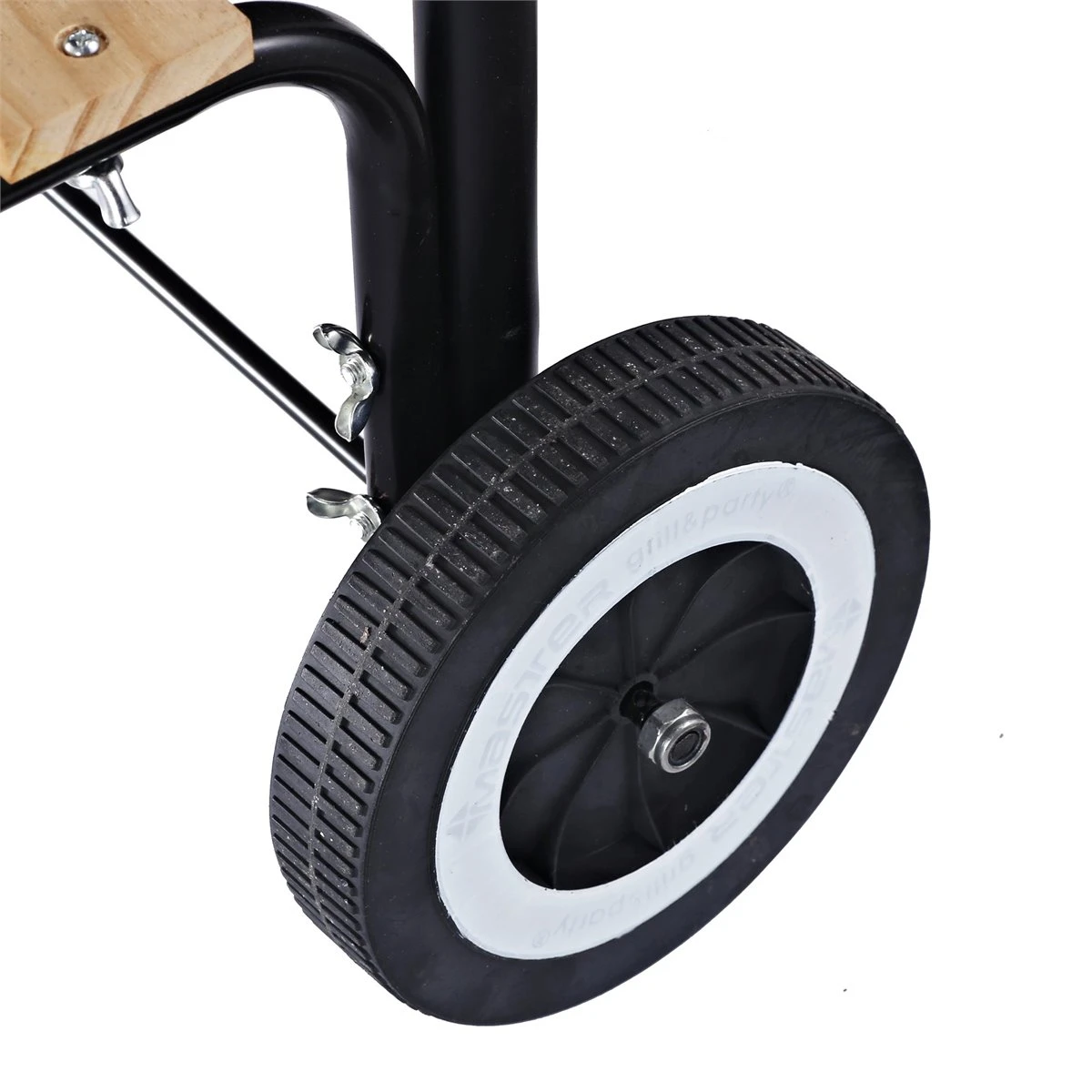 Outsunny Barbacoa De Carbón Picnic Con Estantes De Madera Parrillas Asador BBQ Patio Acampada Multifuncional Parilla De Carbón Vegetal 98x49x81cm Con Ruedas - Imagen 7