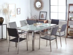 Conjunto De Jardín Mesa En Vidrio 180 Cm Con 6 Sillas En Ratán GROSSETO