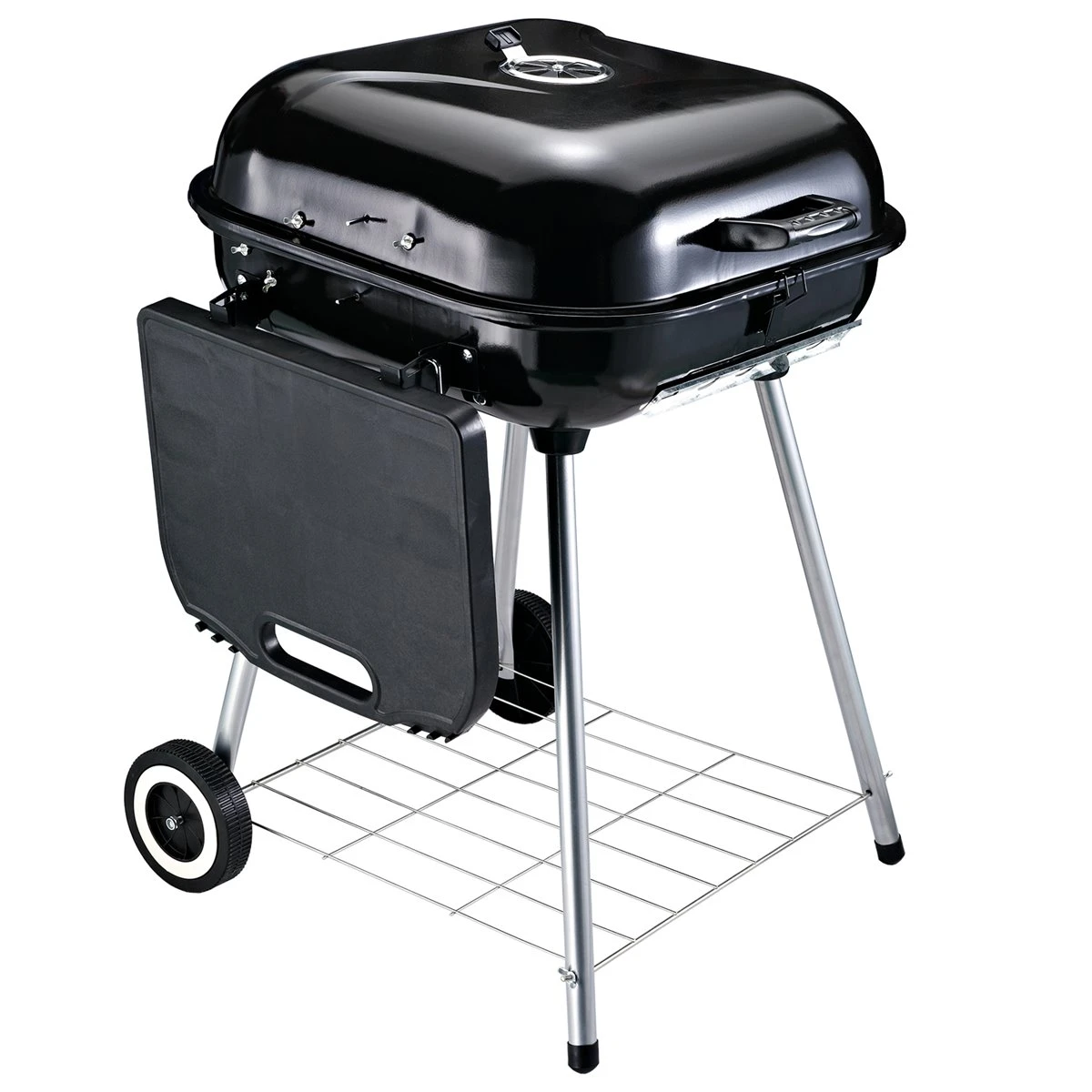 Outsunny Barbacoa De Carbón BBQ Multifuncional Parrillas Asador Con Estantes Y Ruedas Parilla De Carbón Vegetal Del Aire Libre Con Rejilla De Mantener Caliente Jardín Patio Picnic Acampada - Imagen 9