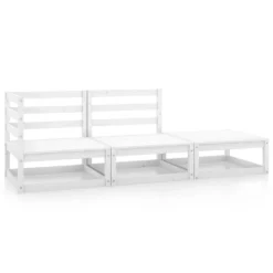 Set De Salón De Jardín De 3 Piezas Blanco Madera Maciza De Pino VidaXL